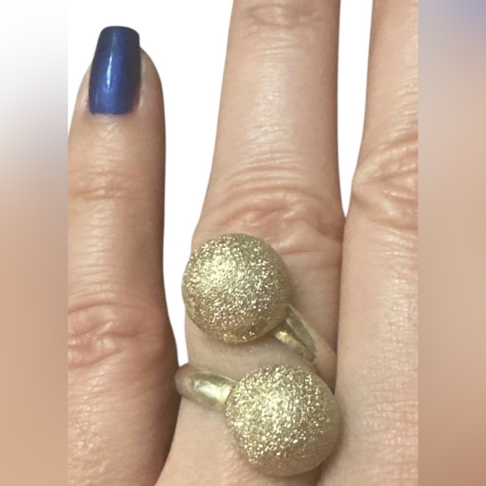 Elegant Gold and silver tone Double Ball Ring